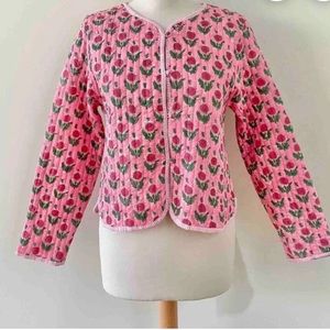 Pink floral quilted jacket (medium)